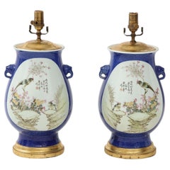 Retro Pair of Chinese Porcelain Lamps
