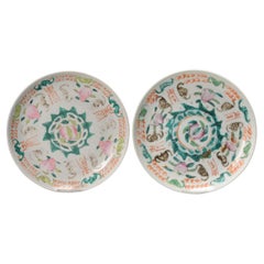 Pair of Chinese Porcelain Peach Bat Symbol Antique Dish, 19th Century