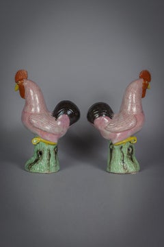Pair of Chinese Porcelain Roosters, circa 1800