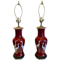 Pair of Chinese Porcelain Sang de Boeuf Lamps