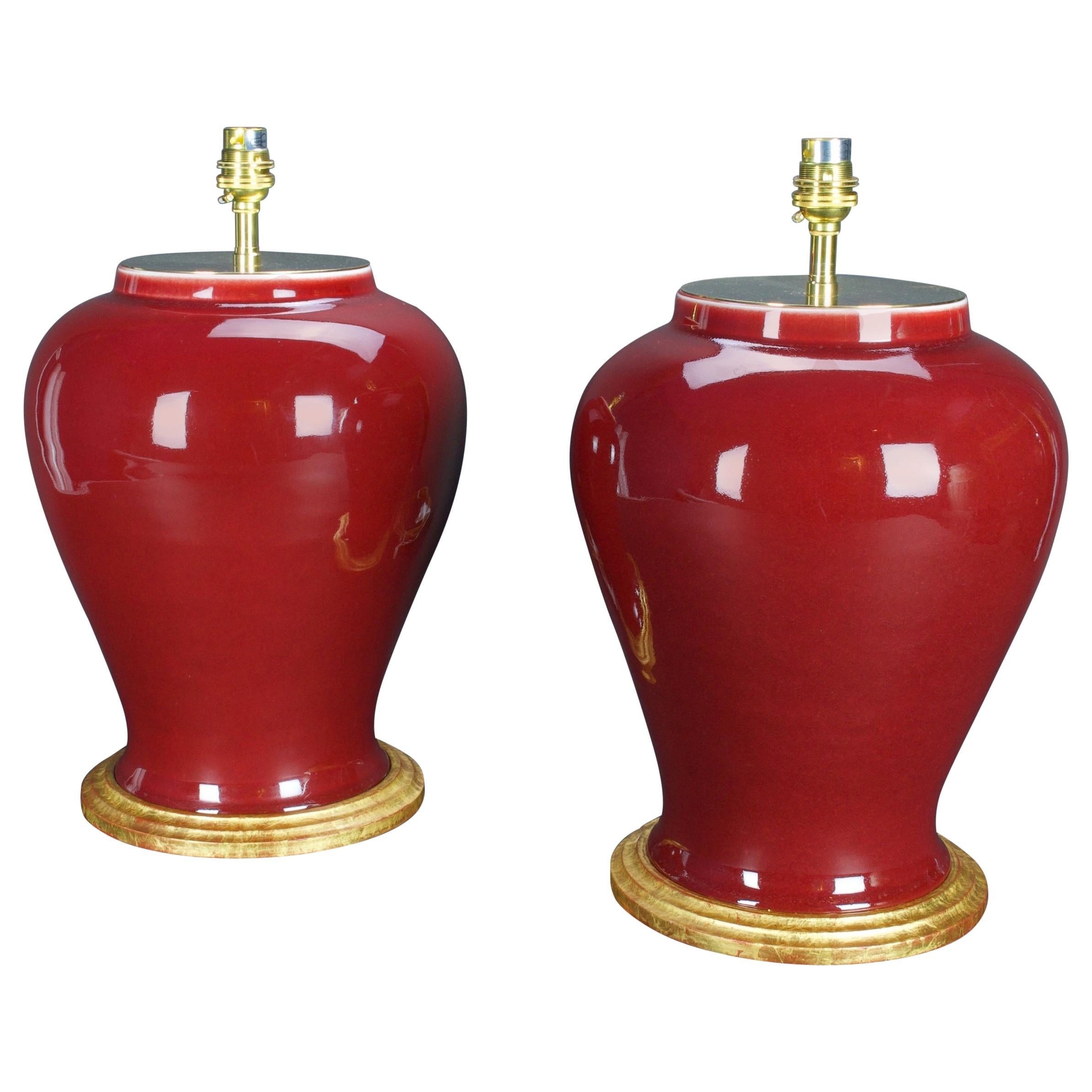 Pair Of Blue And White Porcelain Chinese Temple Jar Lamps at 1stdibs