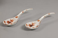 Antique pair of Chinese porcelain spoons, 19th c.