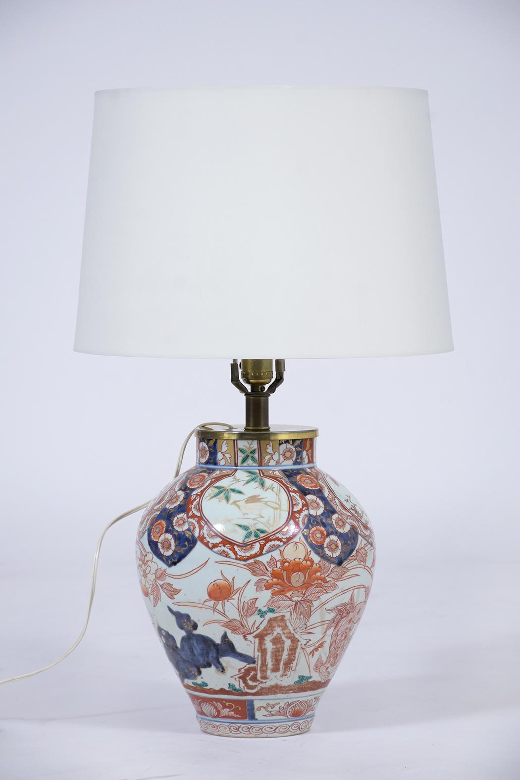 Glazed Pair of Chinese Porcelain Table Lamps