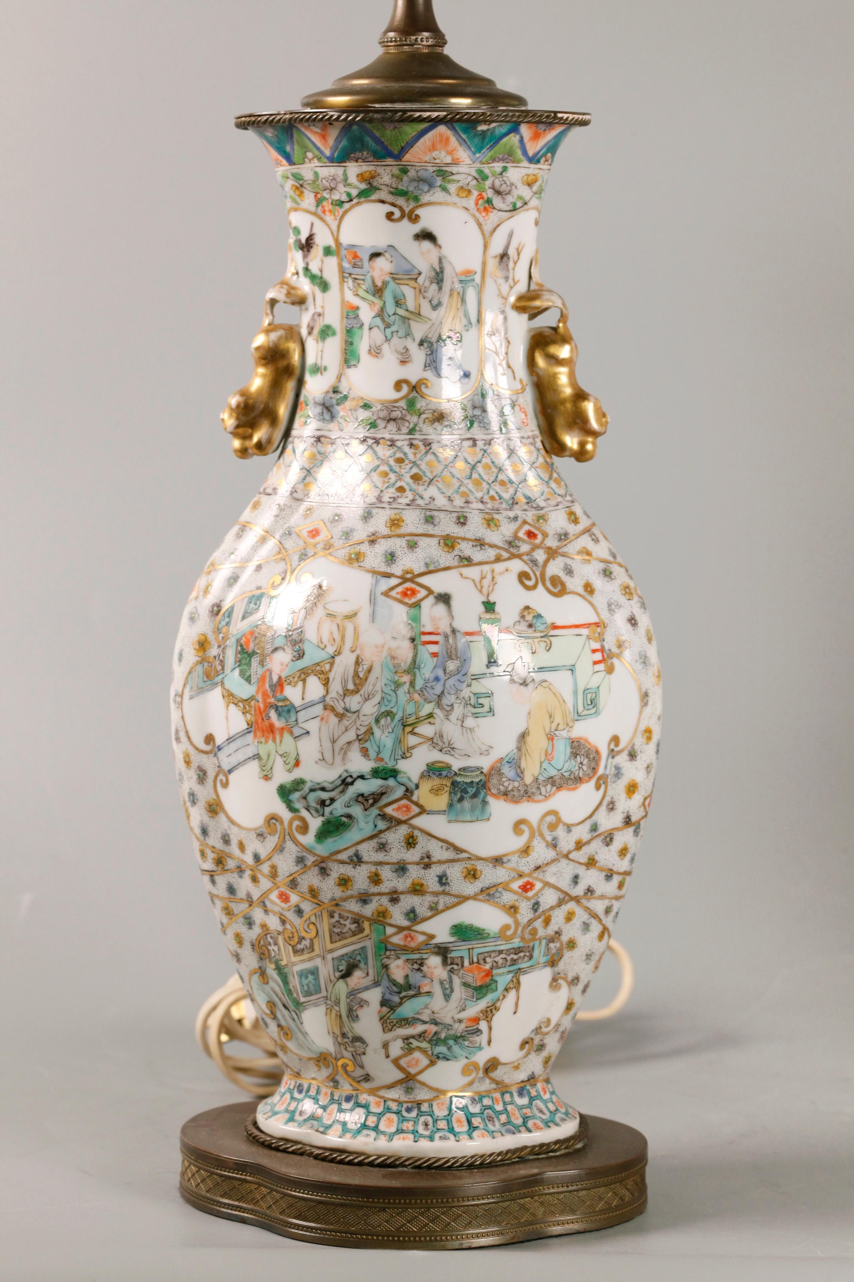 Porcelain pair of Chinese porcelain vases, 18th c. For Sale