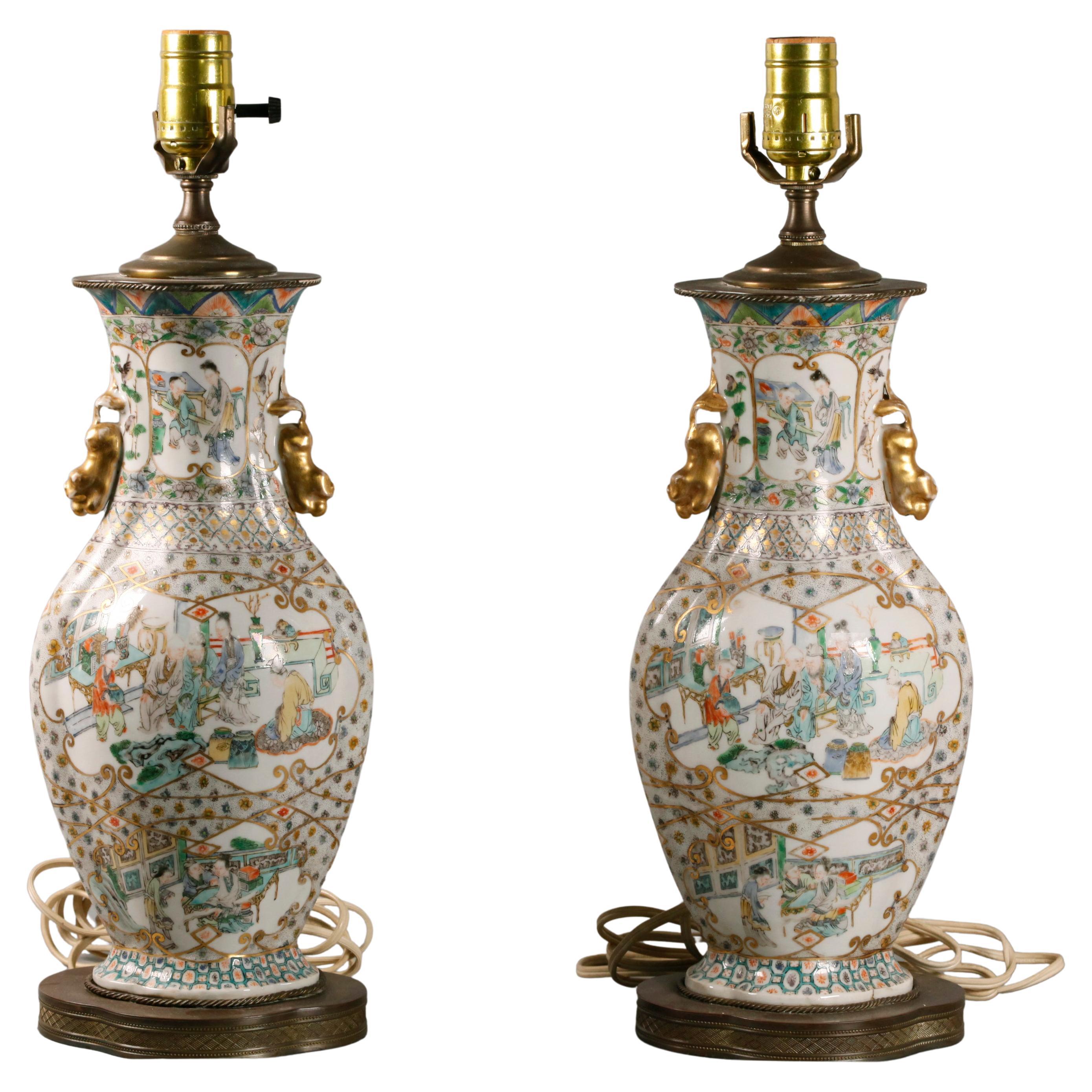 Pareja de jarrones de porcelana china, s. XVIII