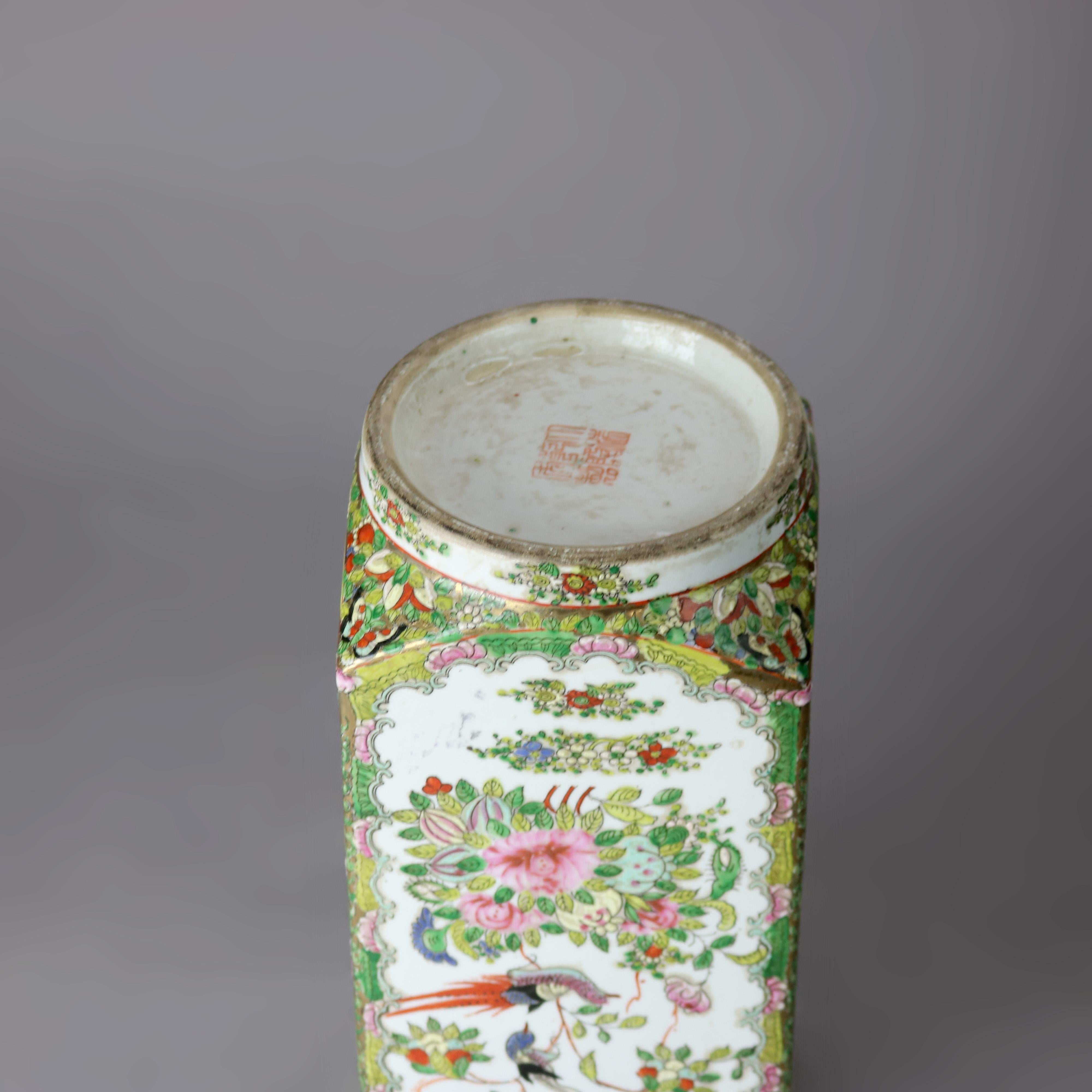 Pair of Chinese Porcelain Vases, Garden& Birds, 20th Century 7