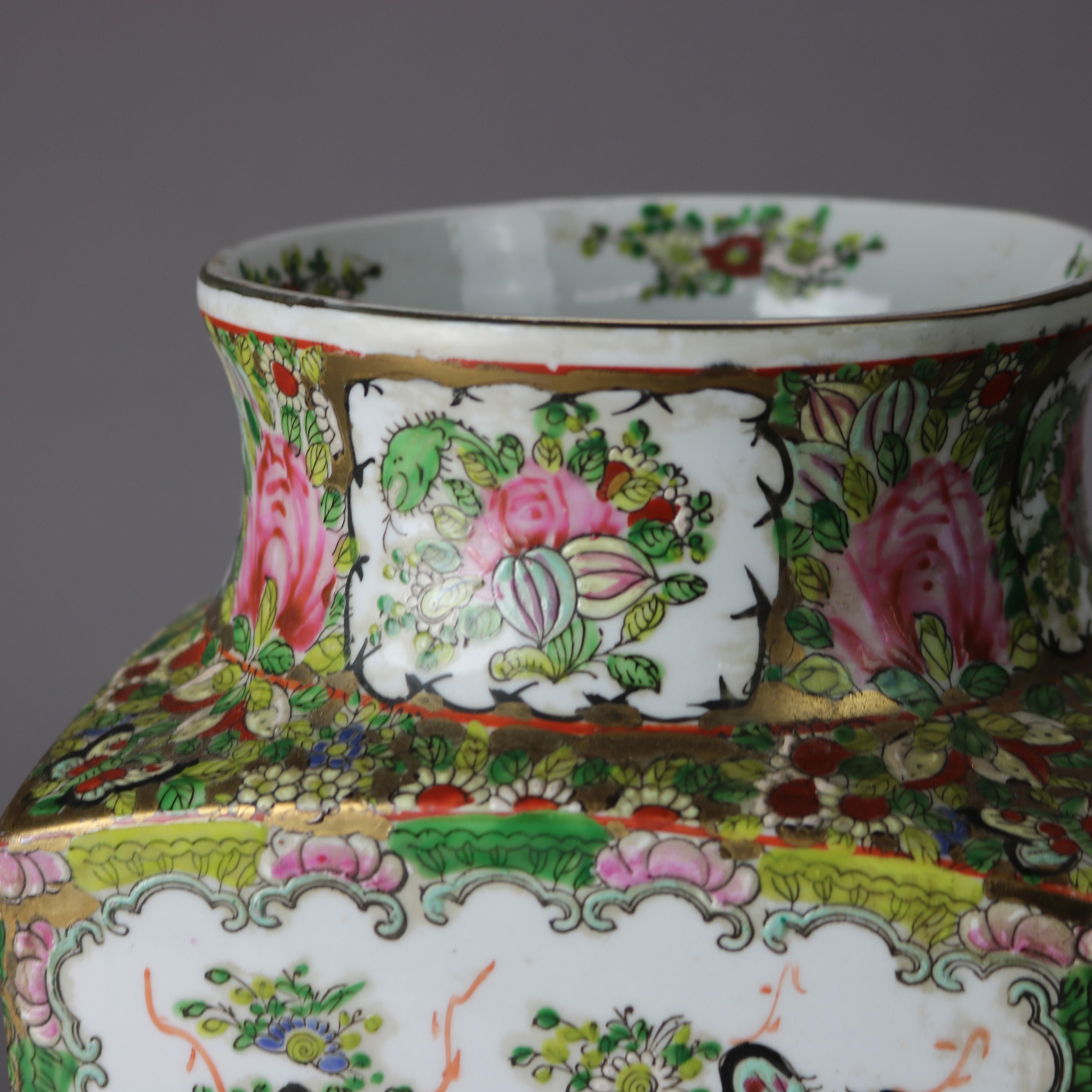 Pair of Chinese Porcelain Vases, Garden& Birds, 20th Century 1