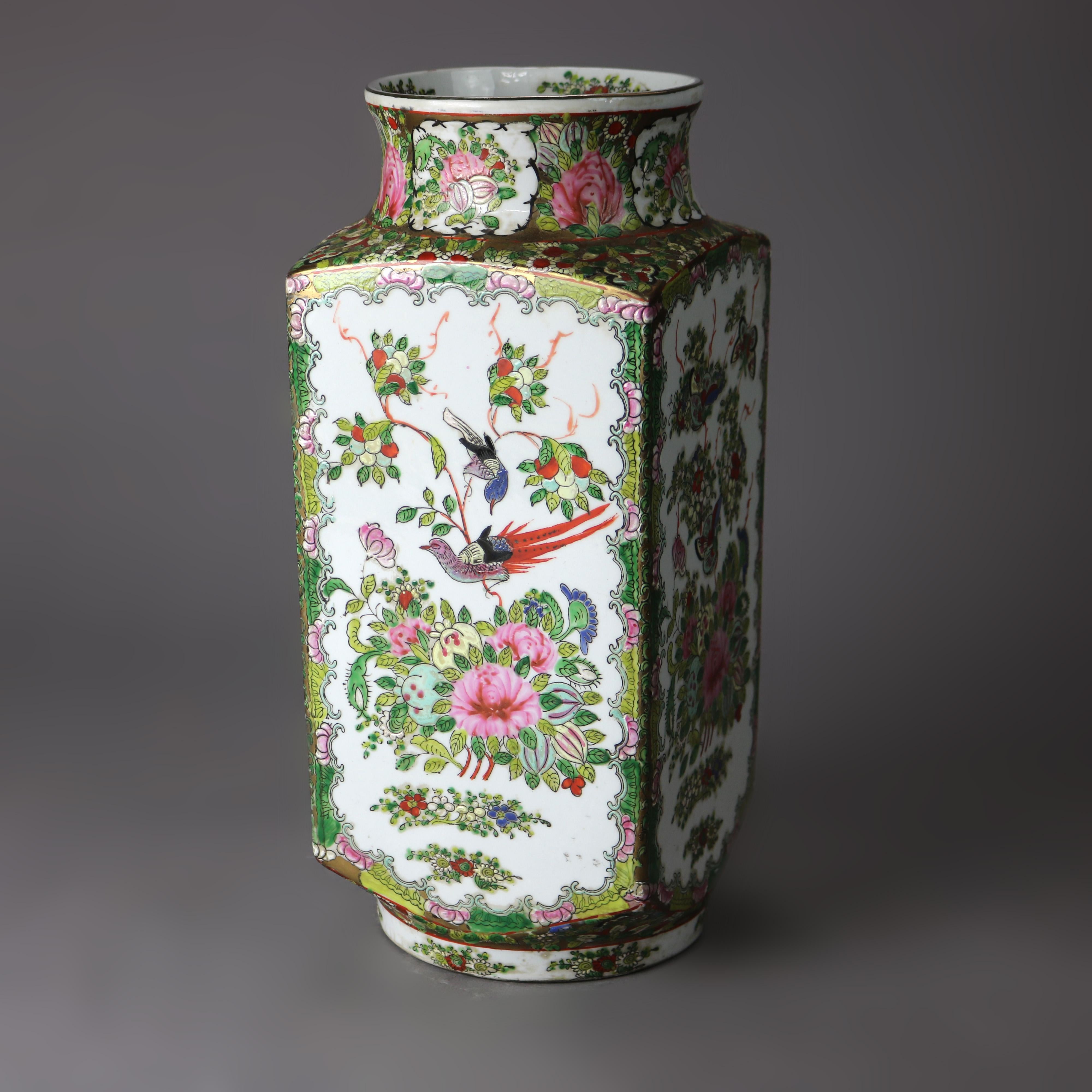 Pair of Chinese Porcelain Vases, Garden& Birds, 20th Century 2