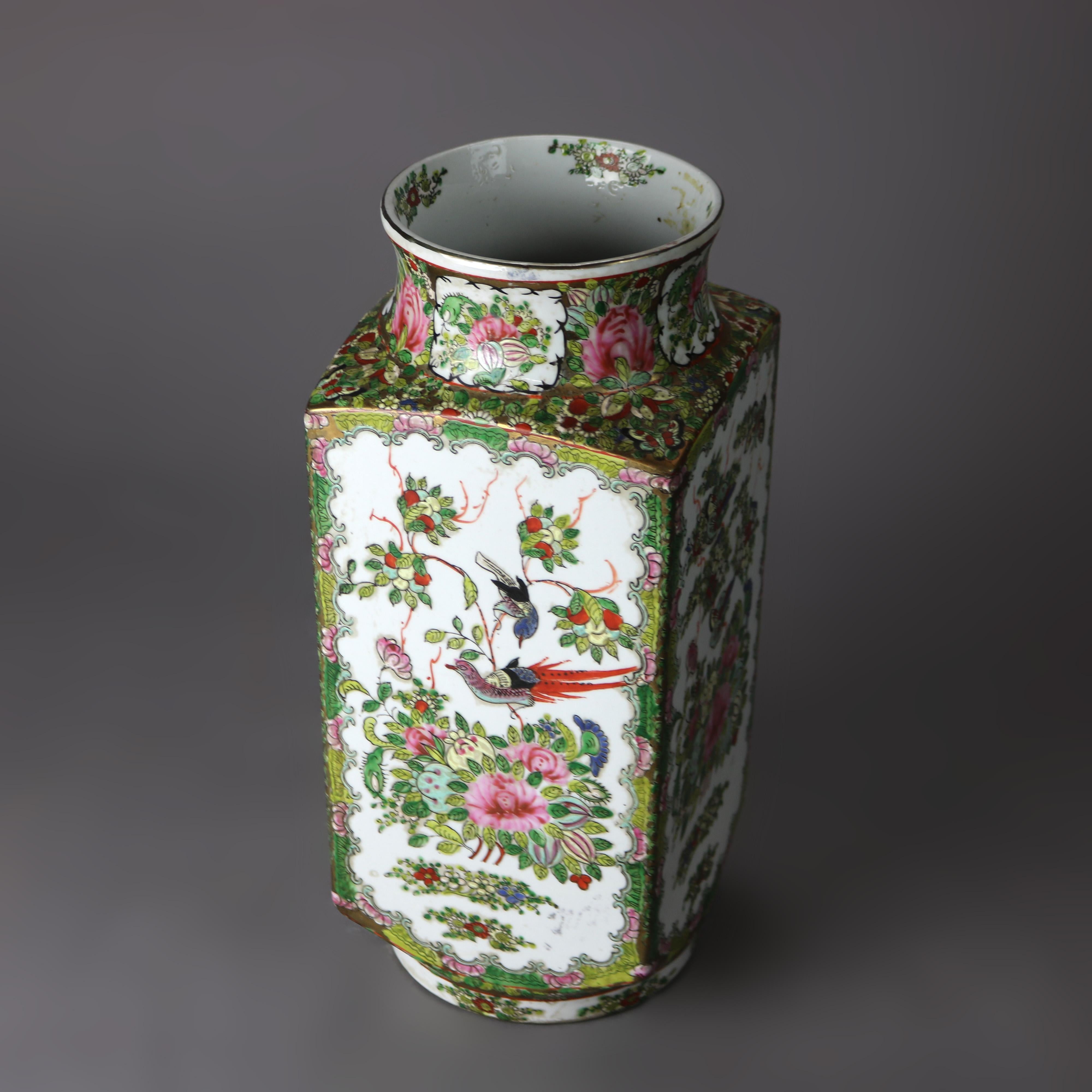 Pair of Chinese Porcelain Vases, Garden& Birds, 20th Century 6