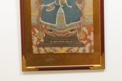 Pair of Chinese Portraits in Red Painted & Gilt Frames