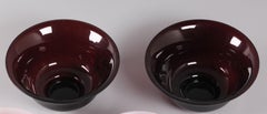 pair of Chinese purple peking glass bowls