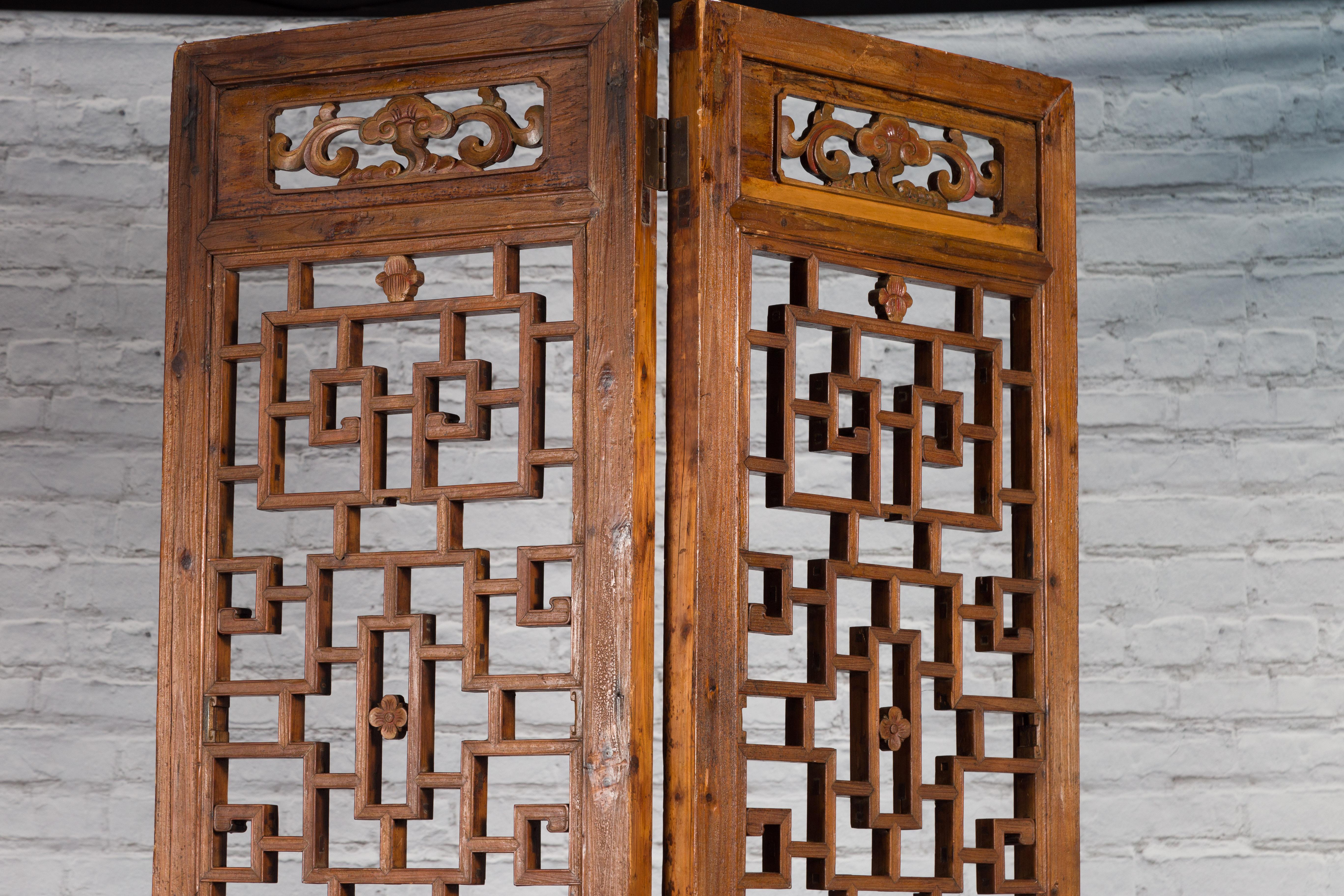 Pair of Chinese Qing Dynasty 19th Century Architectural Panels with Fretwork 5