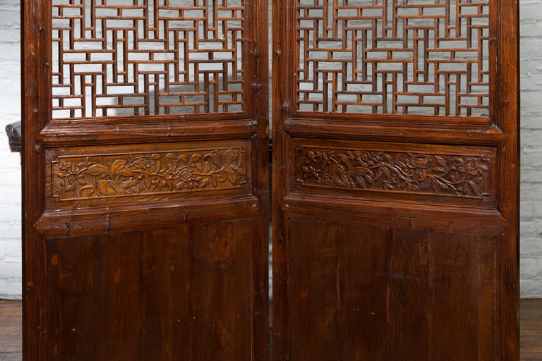 Pair of Chinese Qing Dynasty 19th Century Architectural Panels with Fretwork For Sale 1