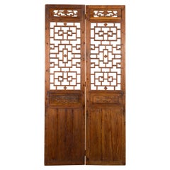 Pair of Chinese Qing Dynasty 19th Century Architectural Panels with Fretwork