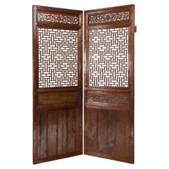 Pair of Chinese Qing Dynasty 19th Century Architectural Panels with Fretwork