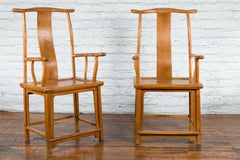 Pair of Chinese Qing Dynasty 19th Century Lamp Hanger Chairs with Natural Patina