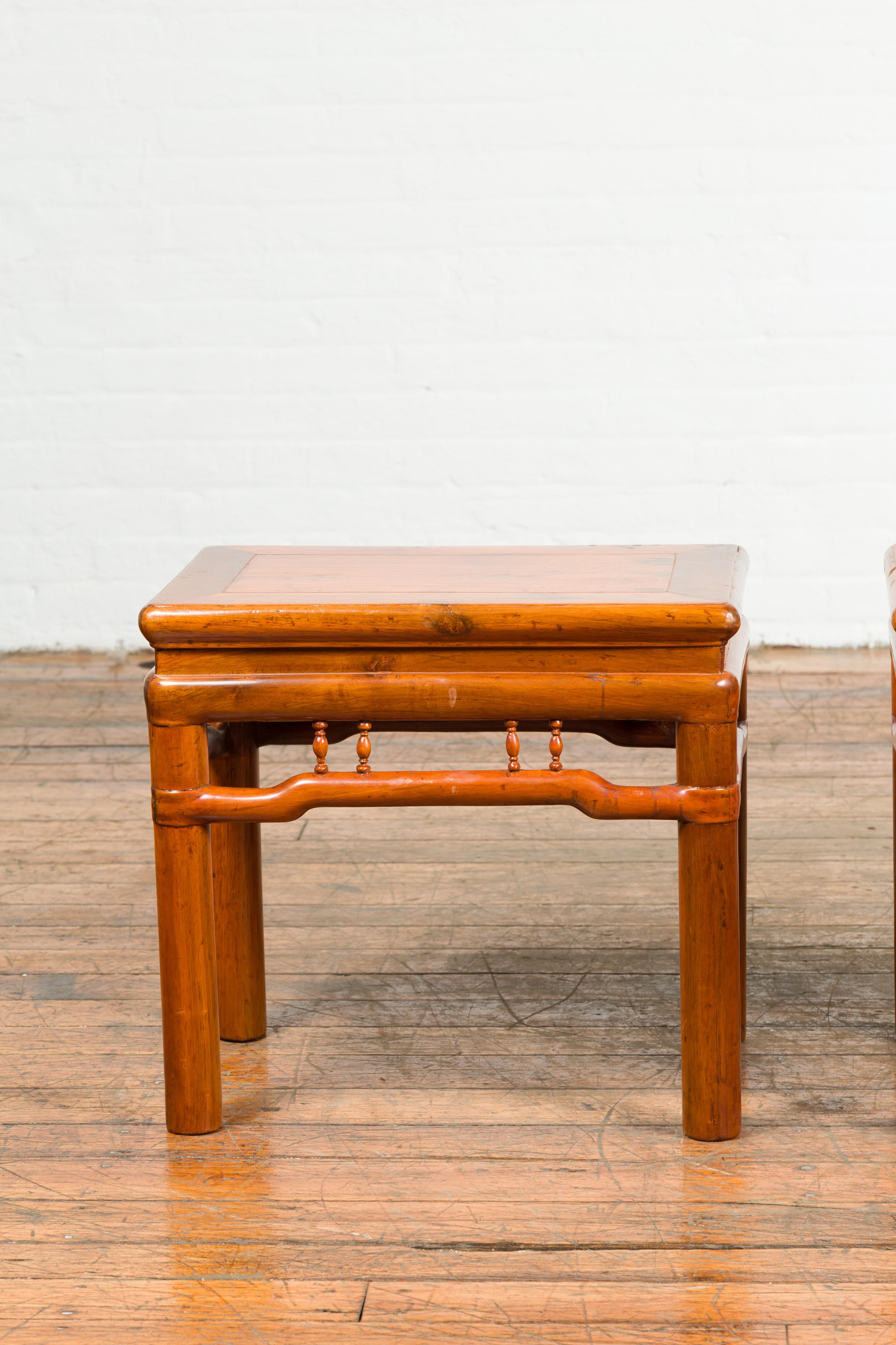 Pair of Chinese Qing Dynasty 19th Century Side Tables with Humpback Stretchers For Sale 2