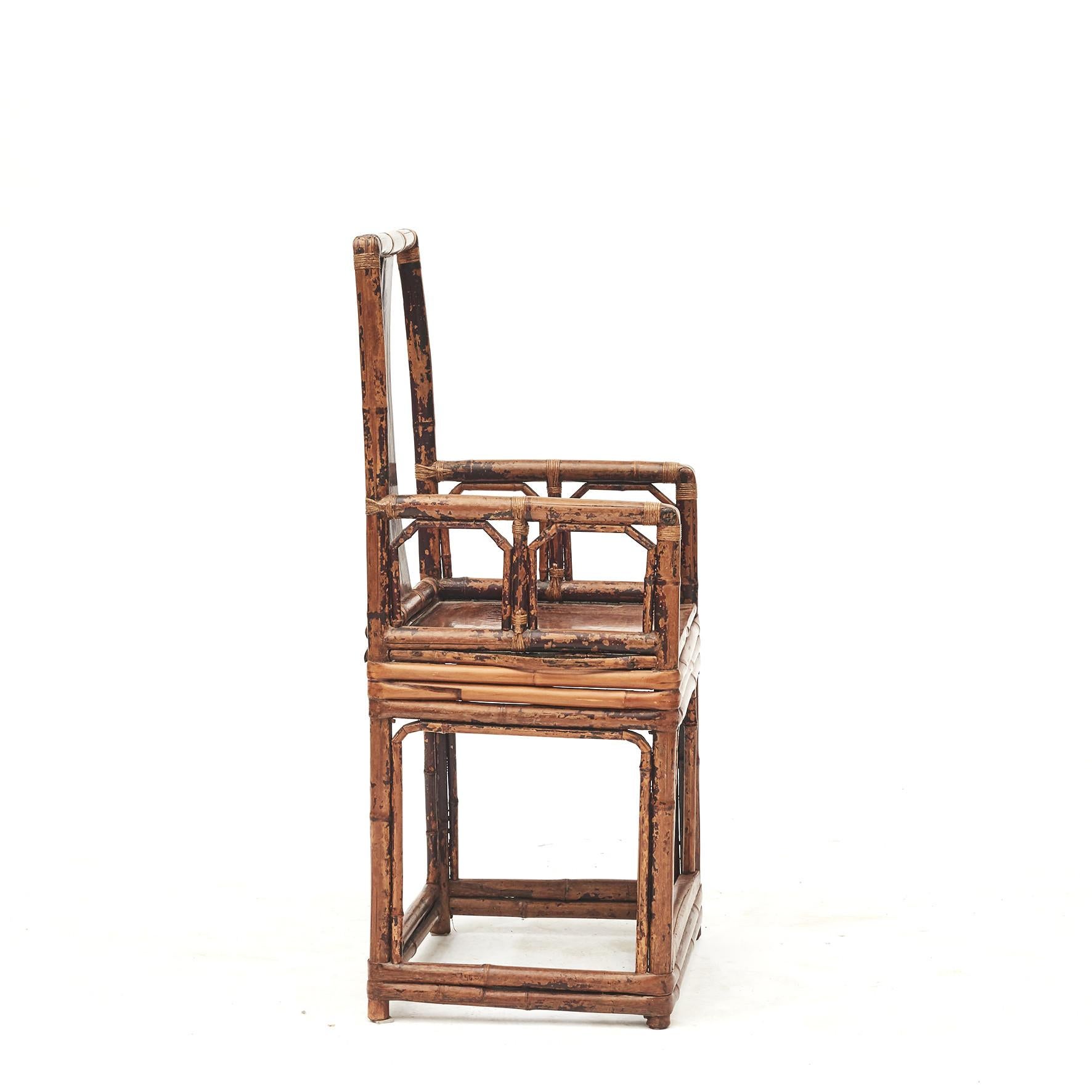 19th Century Pair of Chinese Qing Dynasty Bamboo Chairs For Sale