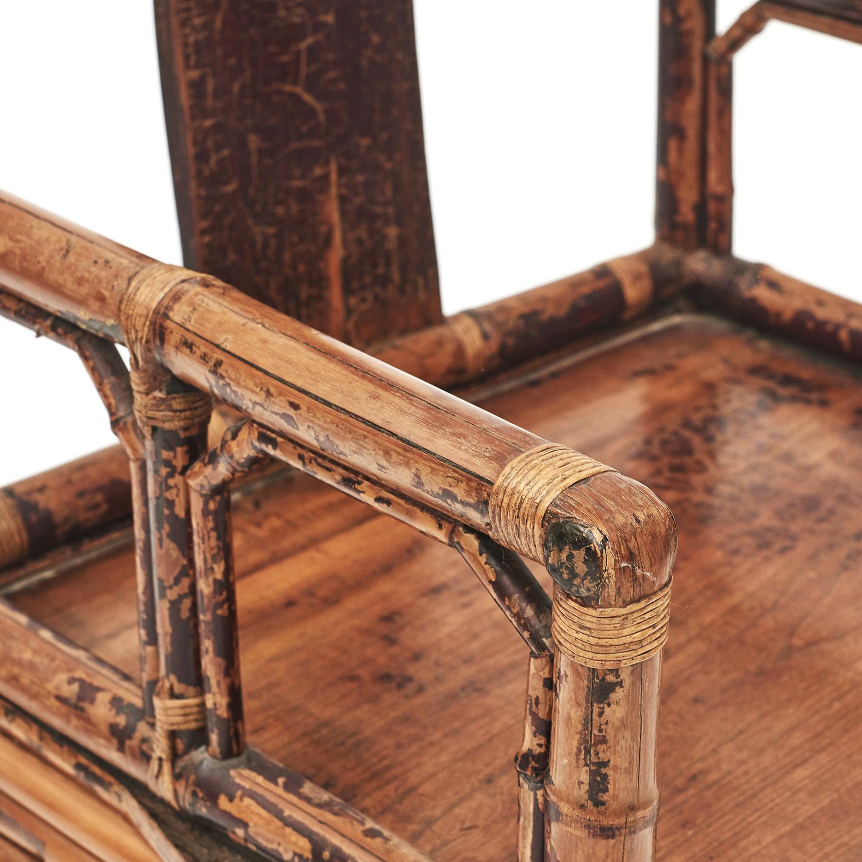 Pair of Chinese Qing Dynasty Bamboo Chairs For Sale at 1stDibs