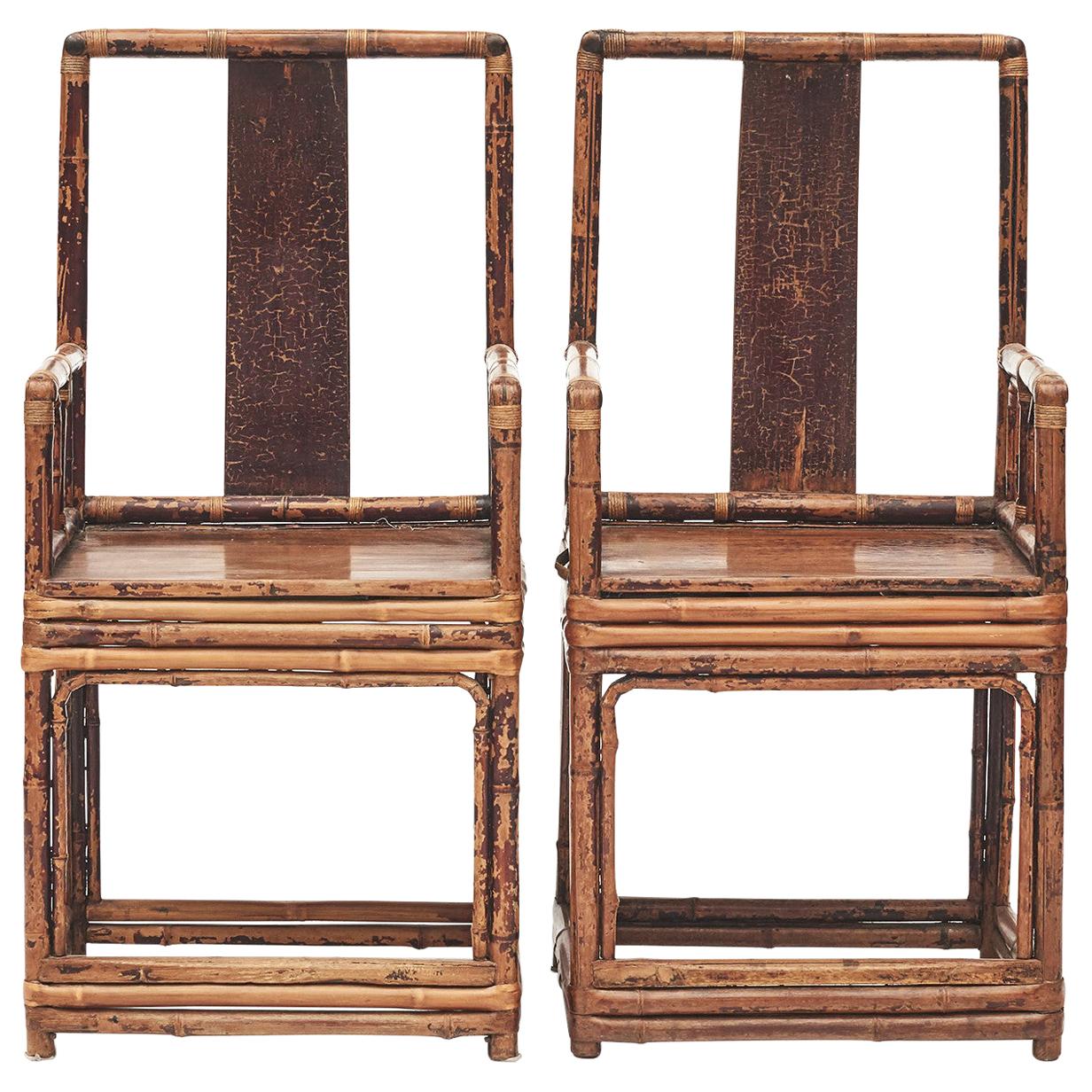 Pair of Chinese Qing Dynasty Bamboo Chairs