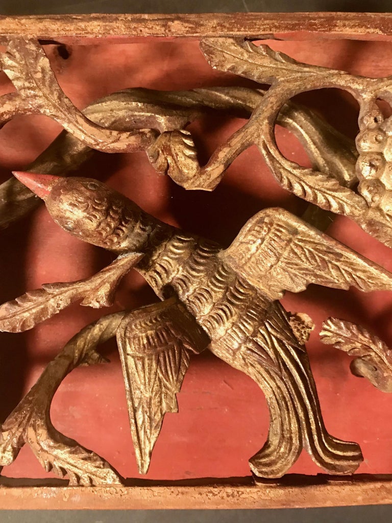 Pair of Chinese Qing Dynasty Openwork Wall Hanging Giltwood Carvings