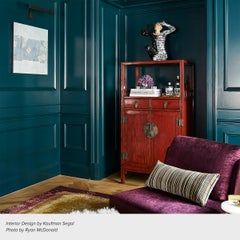 Pair of Chinese Red Lacquer Book Cabinets, c. 1900
