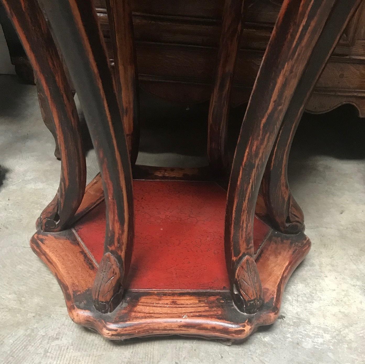 Pair of Chinese Red Lacquered Wood Pedestals 1