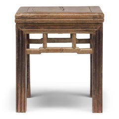 Pair of Chinese Reeded Leg Square Stools, c. 1850