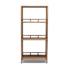 Pair of Chinese Reeded Nanmu Scholar's Shelves