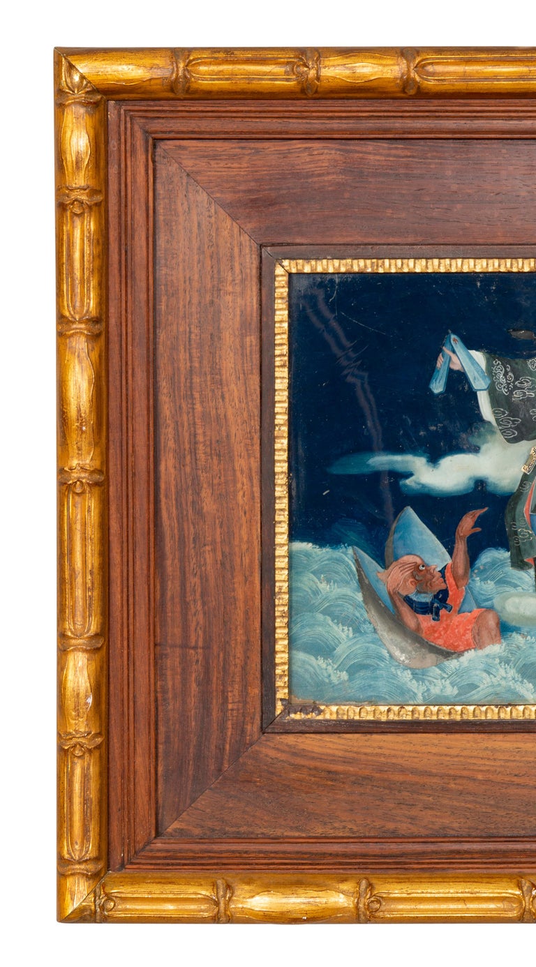 Pair of Chinese Reverse Paintings on Glass For Sale at 1stDibs