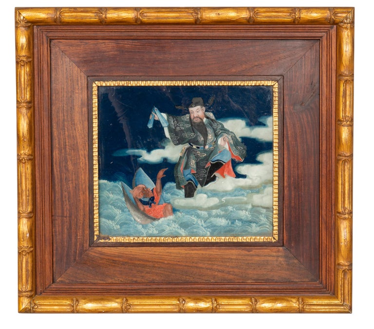 Pair of Chinese Reverse Paintings on Glass For Sale at 1stDibs