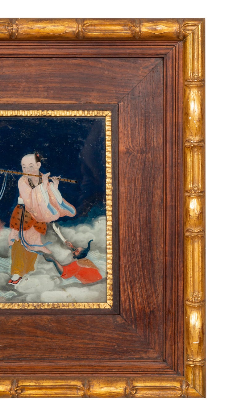 Pair of Chinese Reverse Paintings on Glass For Sale at 1stDibs