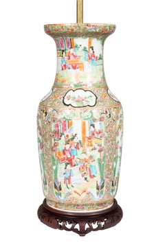 Pair of Chinese Rose Mandarin Table Lamps