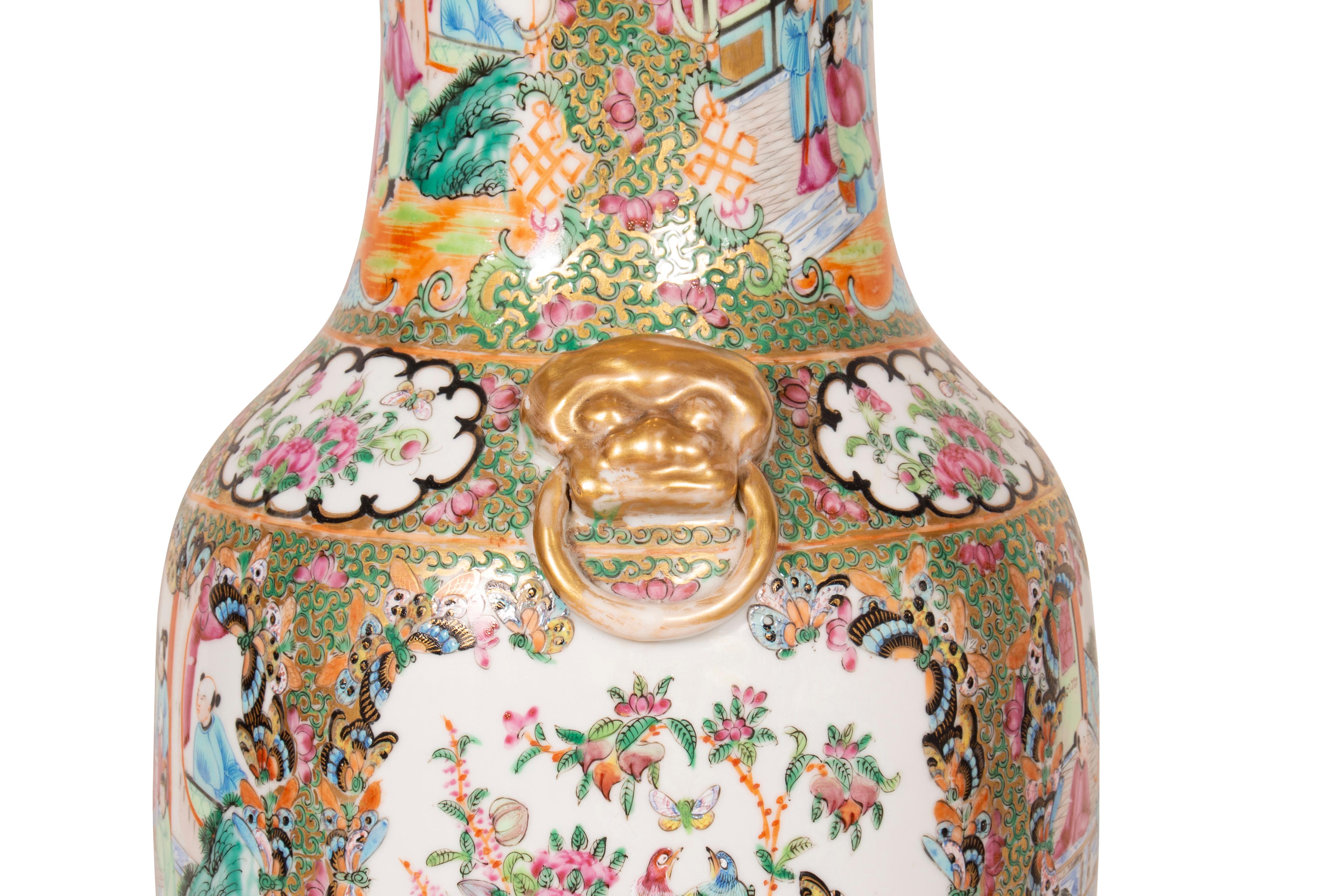 Pair of Chinese Rose Mandarin Vases 4