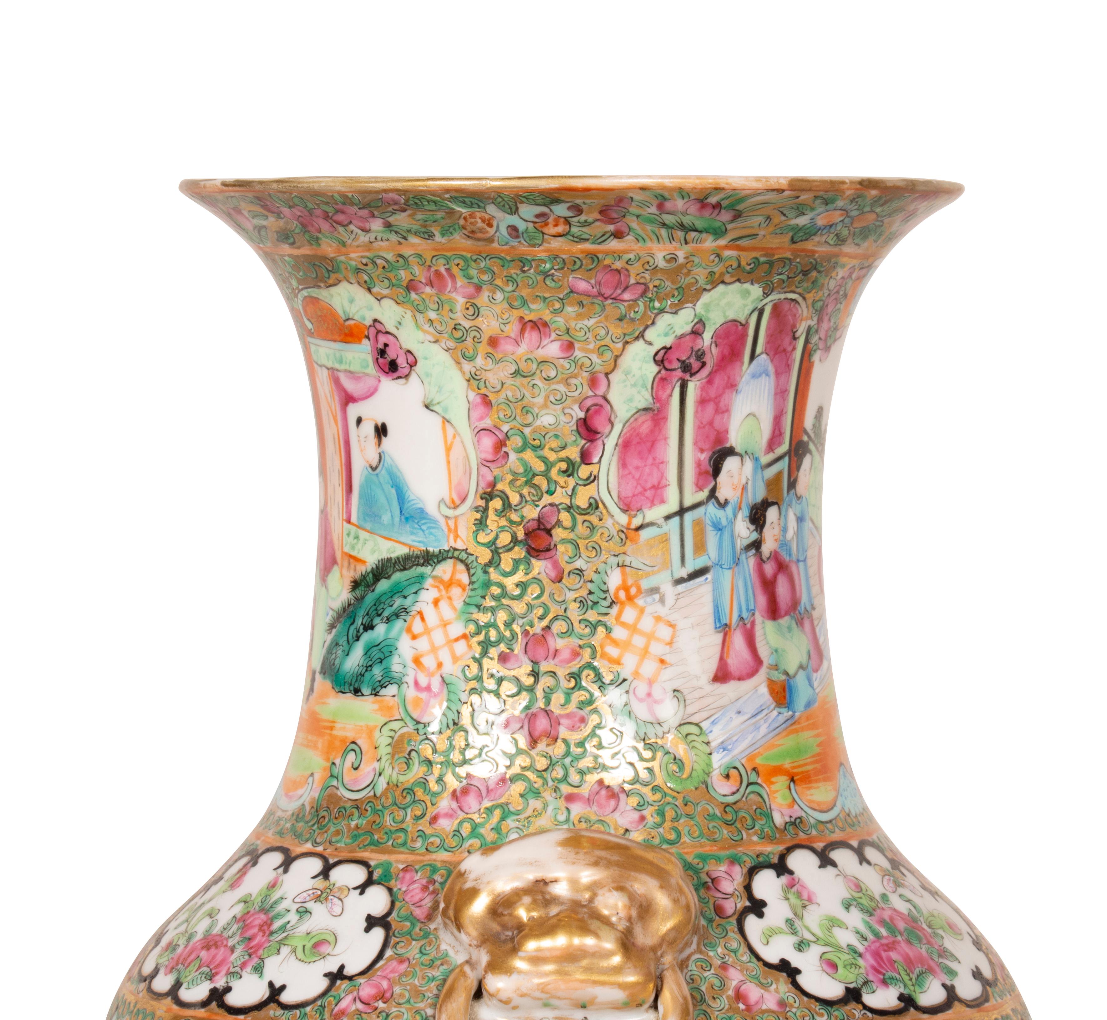 Pair of Chinese Rose Mandarin Vases 7