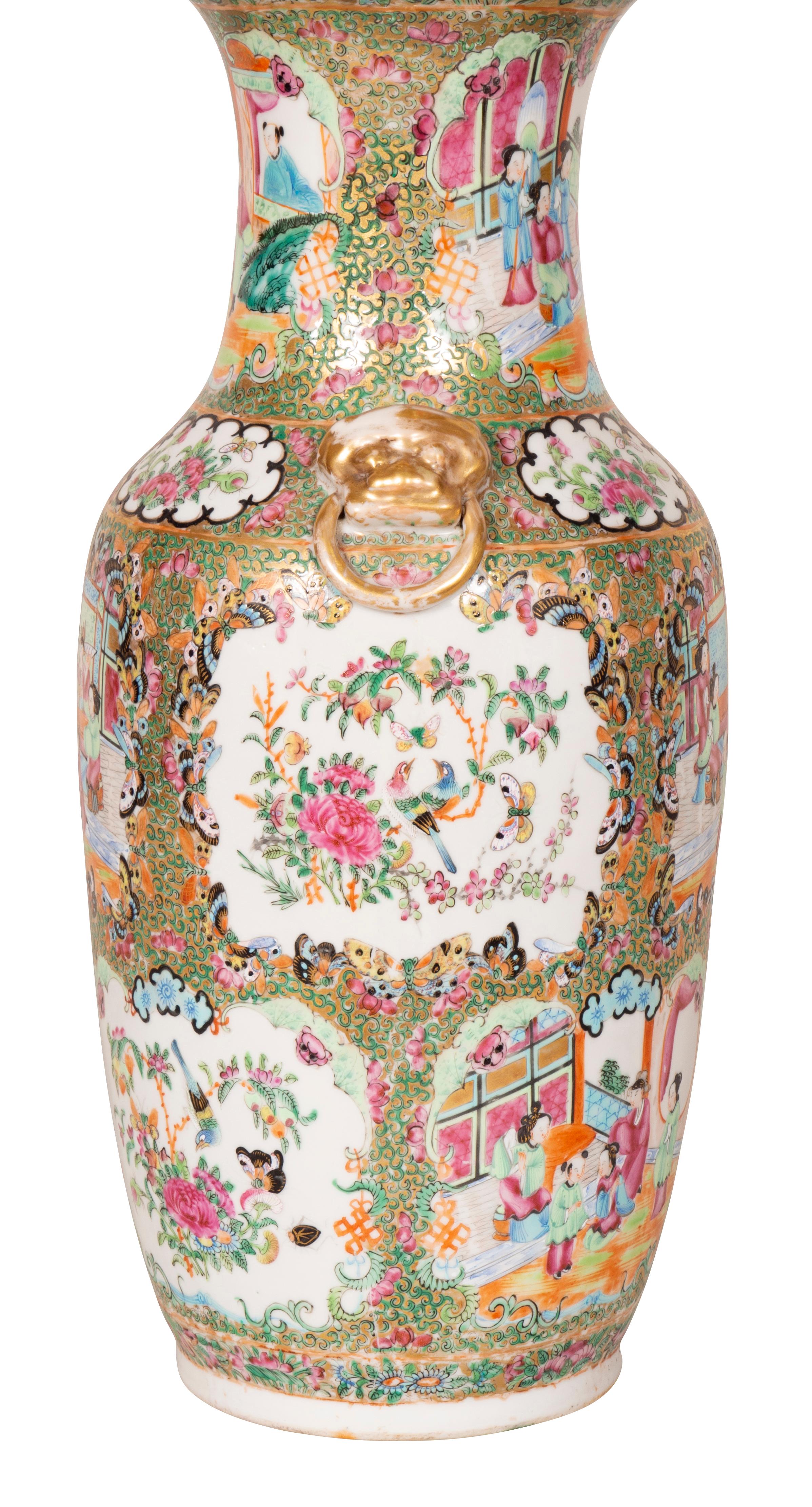 Pair of Chinese Rose Mandarin Vases 8
