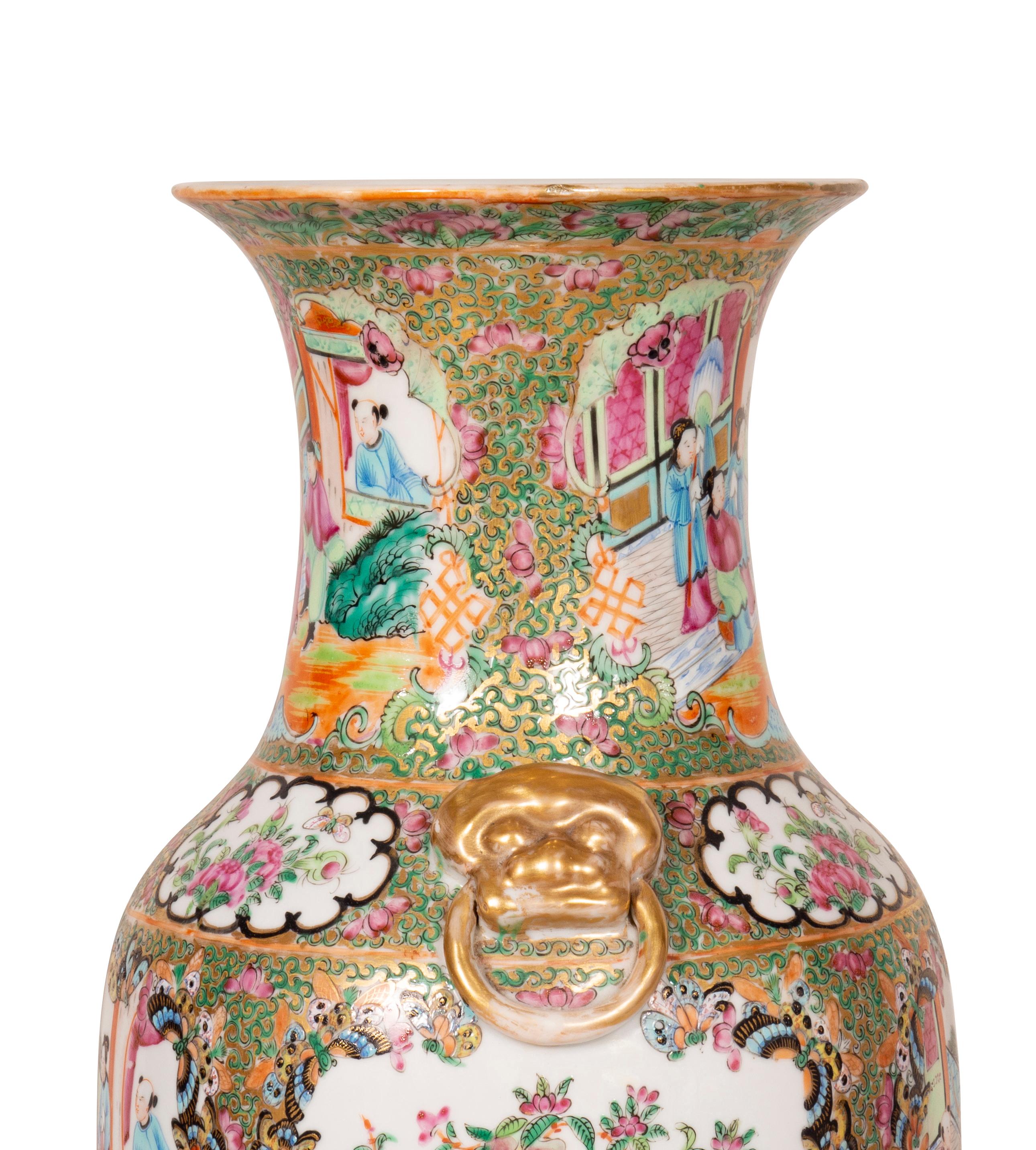 Pair of Chinese Rose Mandarin Vases 2