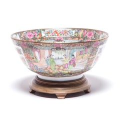 Pair of Chinese Rose Medallion Punch Bowls