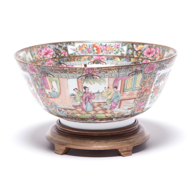 Pair of Chinese Rose Medallion Punch Bowls at 1stDibs