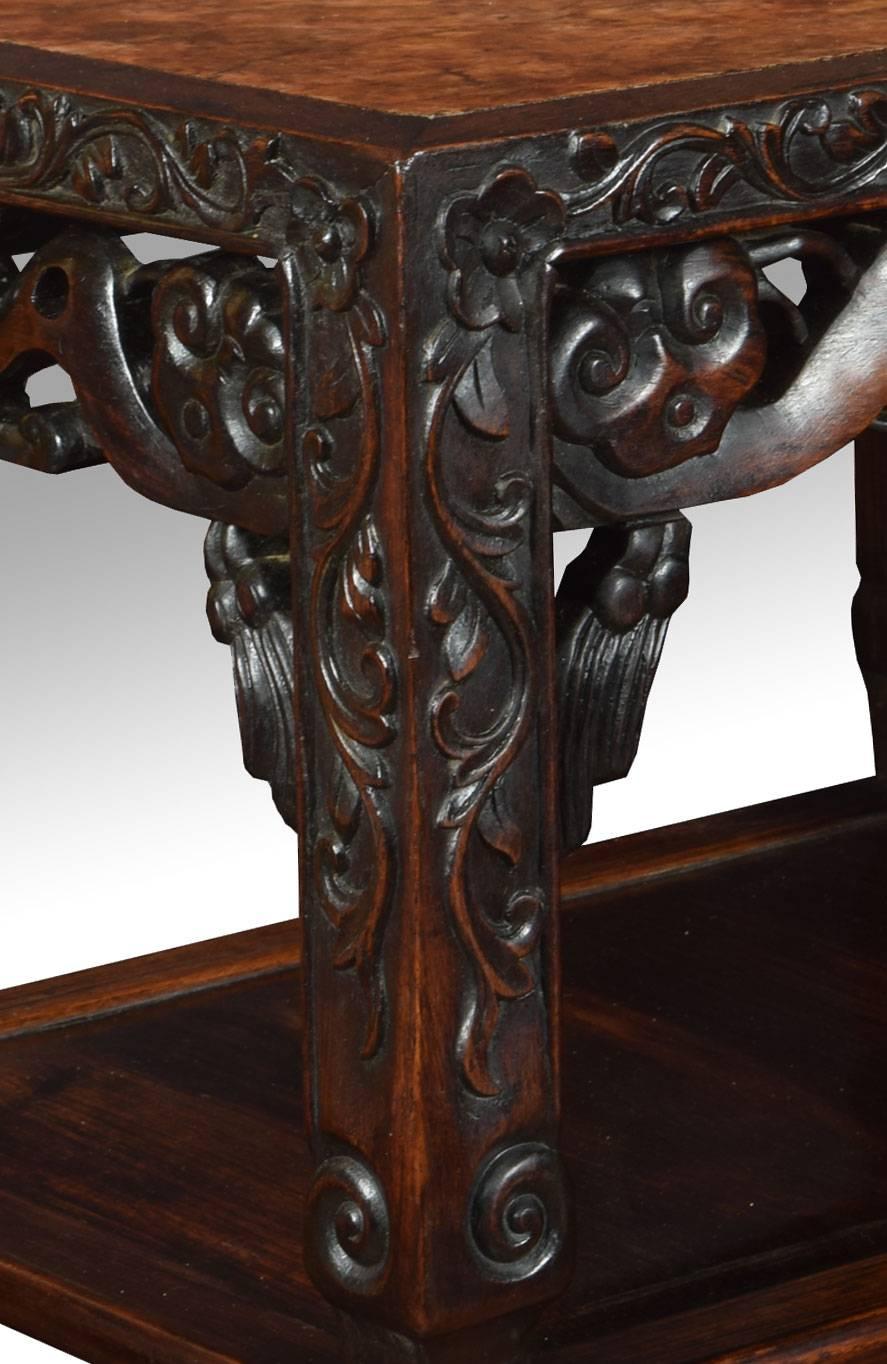 Chinese Export Pair of Chinese Rosewood and Marble Urn Stands