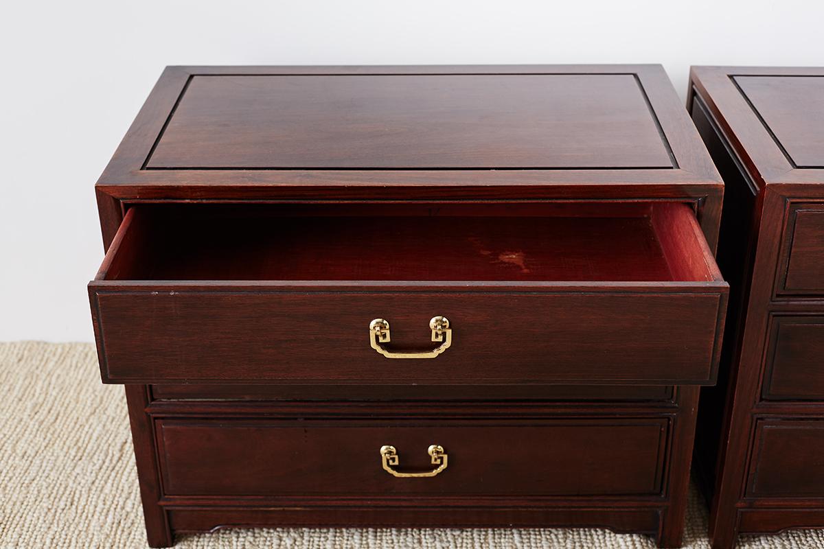 Pair of Chinese Rosewood Bedside Chests or Commodes 2