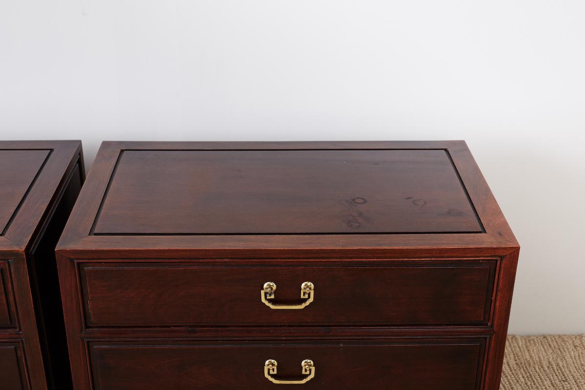 Pair of Chinese Rosewood Bedside Chests or Commodes 8