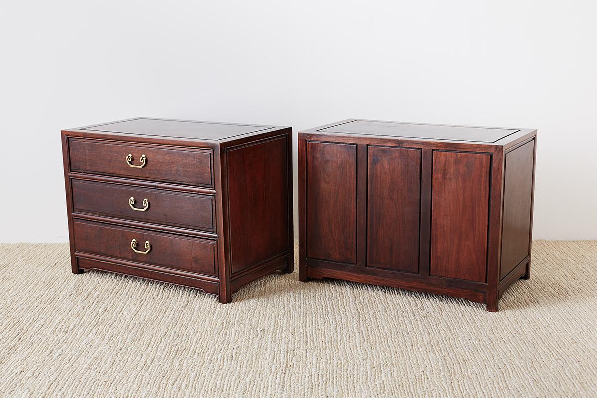 Pair of Chinese Rosewood Bedside Chests or Commodes 10