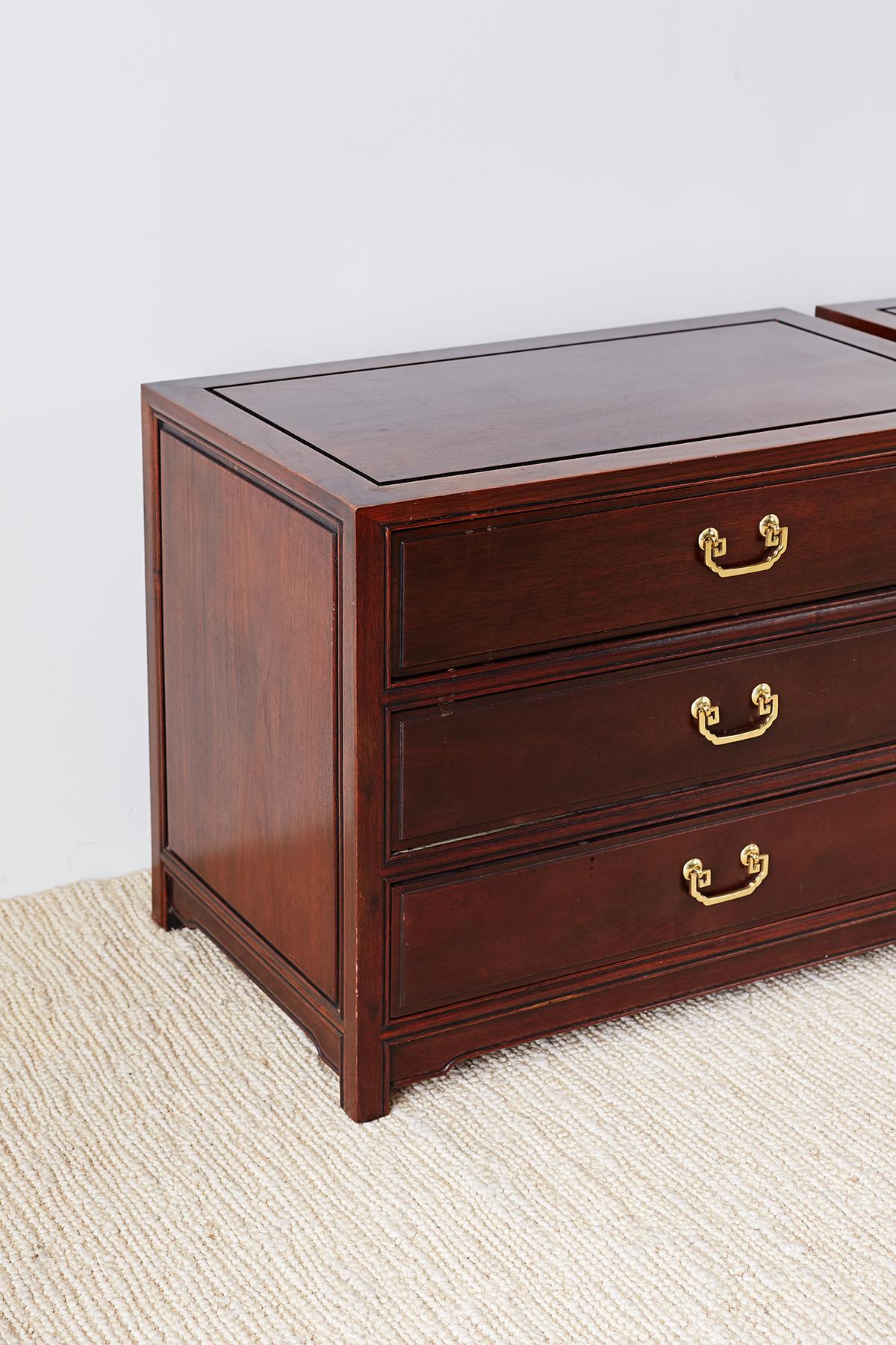 Pair of Chinese Rosewood Bedside Chests or Commodes In Good Condition In Rio Vista, CA