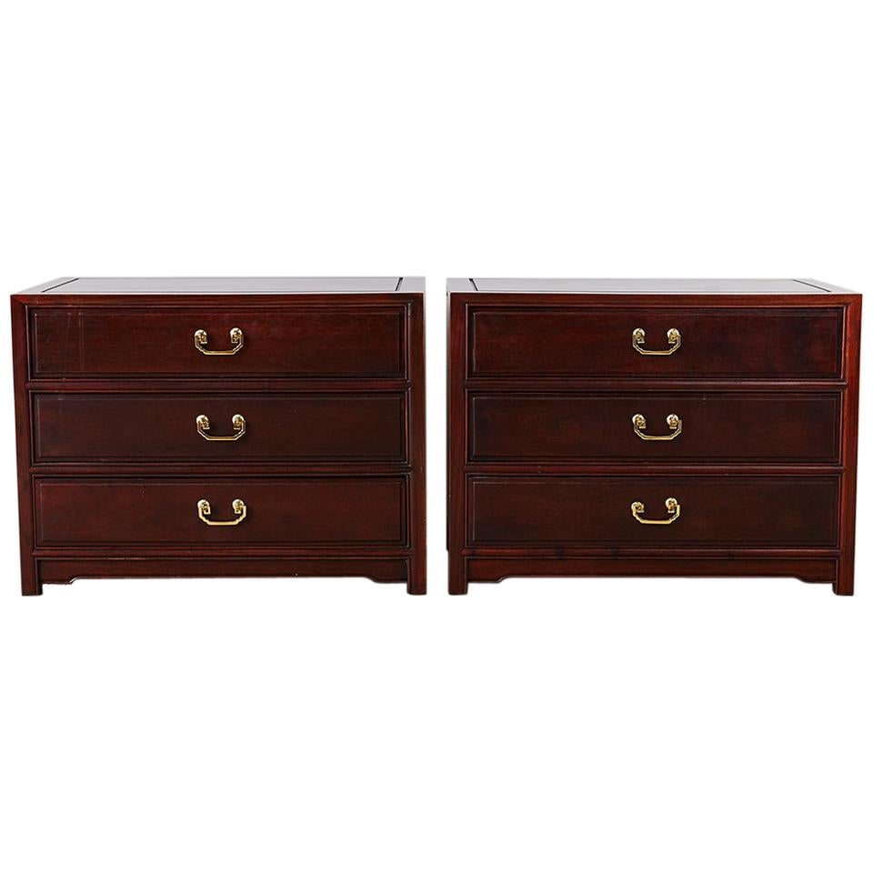 Pair of Chinese Rosewood Bedside Chests or Commodes