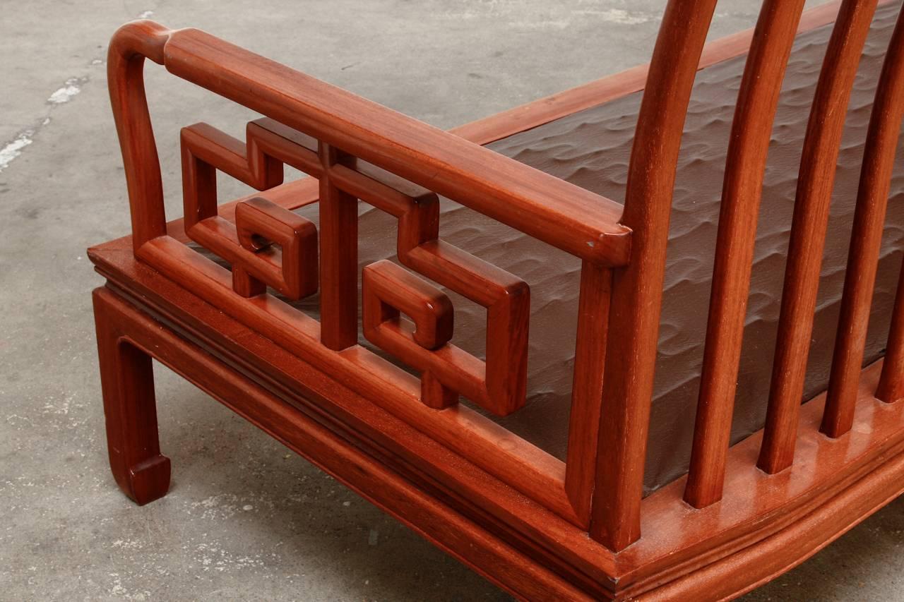 Pair of Chinese Rosewood Carved Sofas or Benches For Sale 2