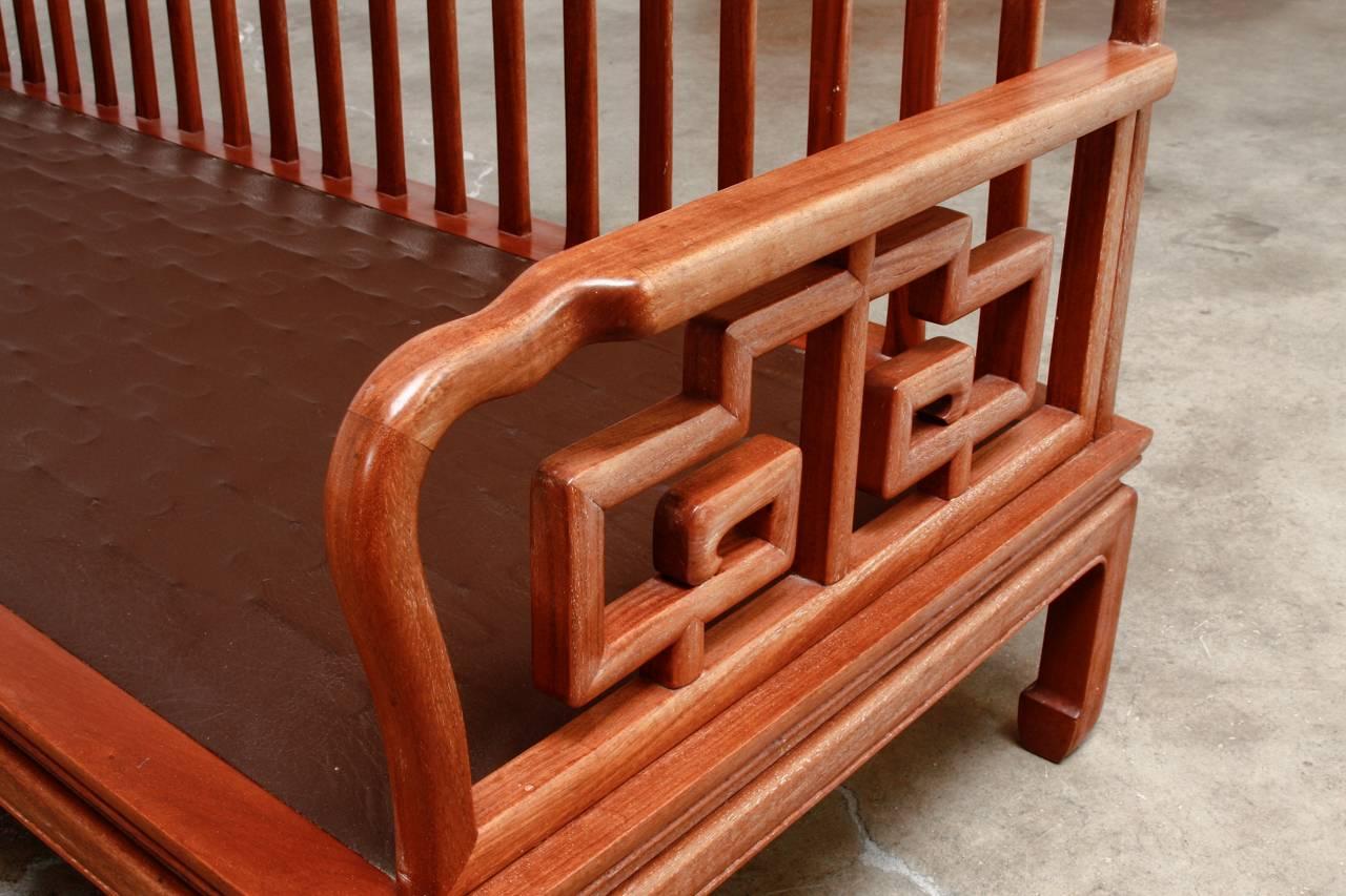 Hand-Carved Pair of Chinese Rosewood Carved Sofas or Benches For Sale