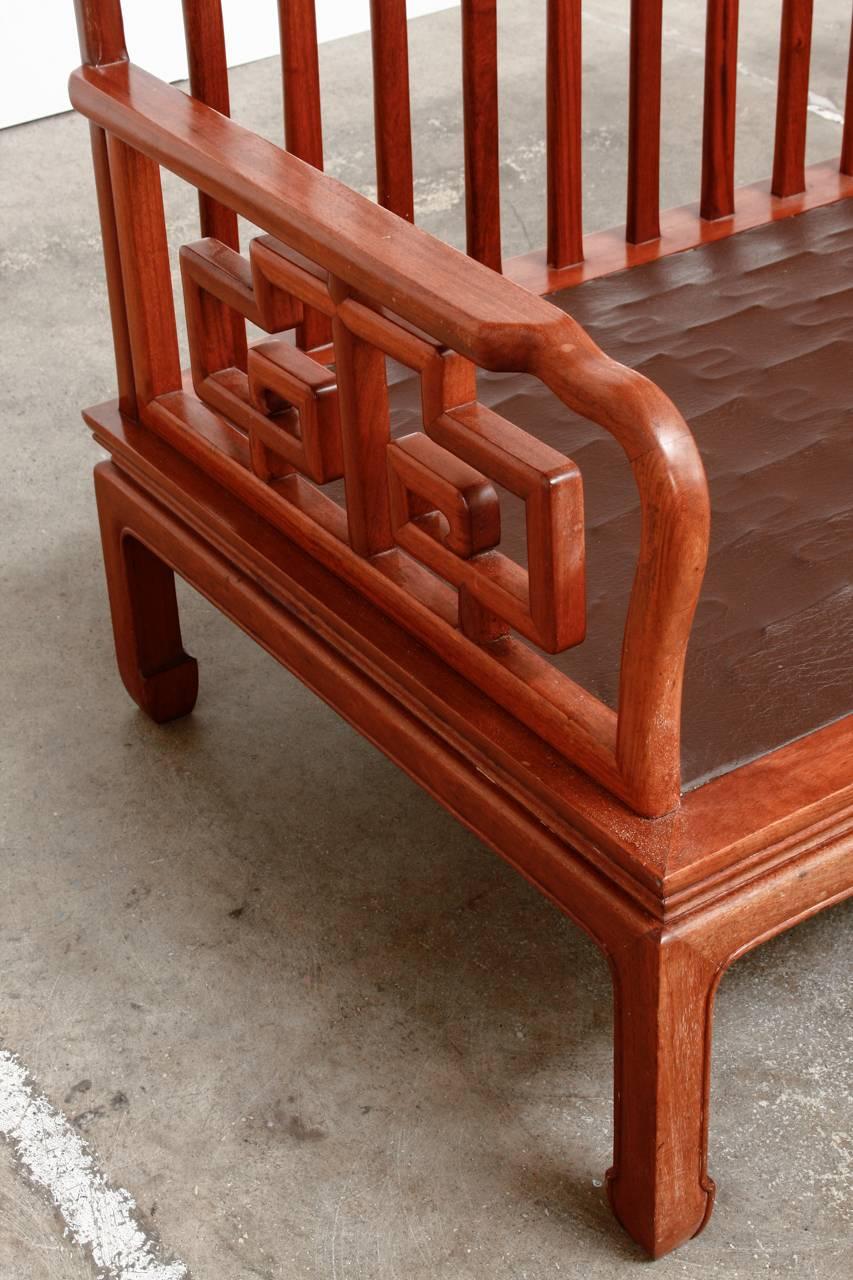 Pair of Chinese Rosewood Carved Sofas or Benches In Good Condition For Sale In Rio Vista, CA