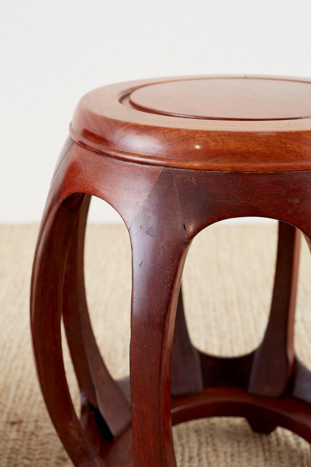 Ming Pair of Chinese Rosewood Drum Stools or Drinks Tables
