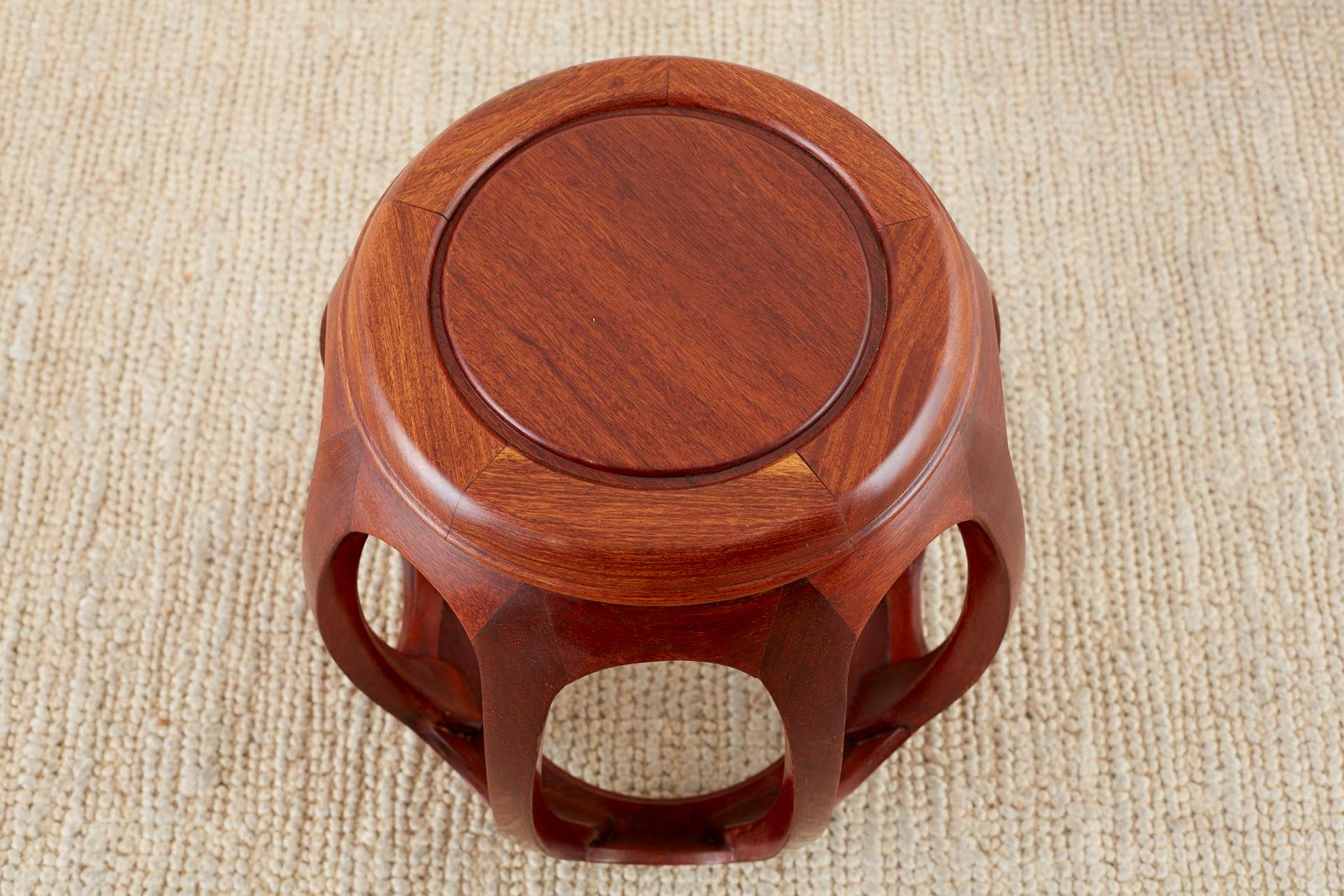 20th Century Pair of Chinese Rosewood Drum Stools or Drinks Tables